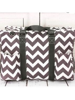 CLOSET CLEAR OUT! Gray Chevron Large Tote Organizer | Travel Carryall NWT